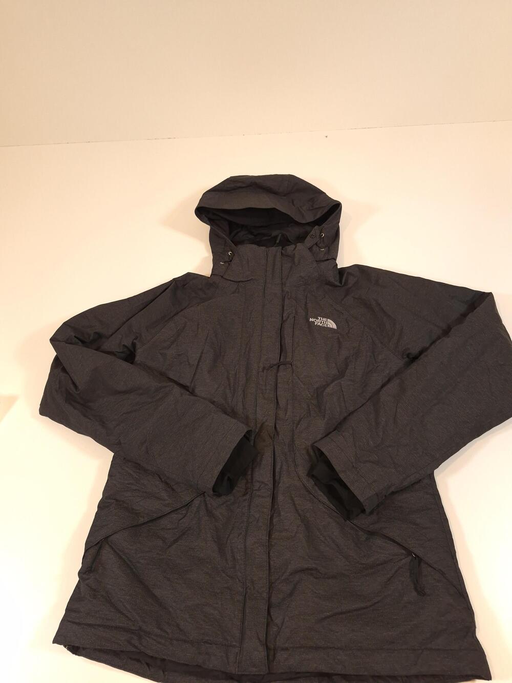 The North Face Jacket Womens Small Gray Hooded Insulated Full Zip Parka FLAW